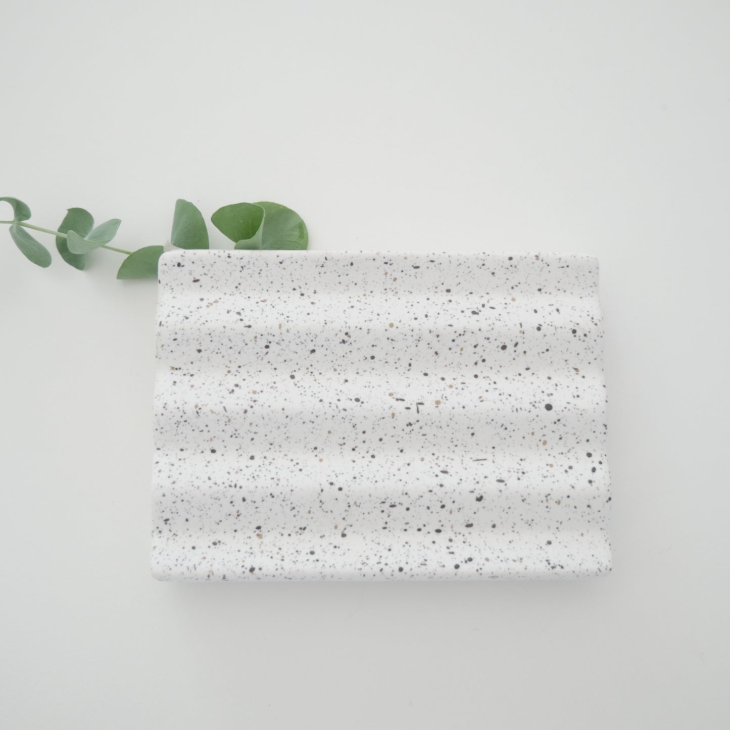 Seifenschale, matt weiß gesprenkelt/white mist, 11x8cm, Keramik, Soaptray, Badzubehör, Bad Accessoires, OOhh Collection, Lübech Living