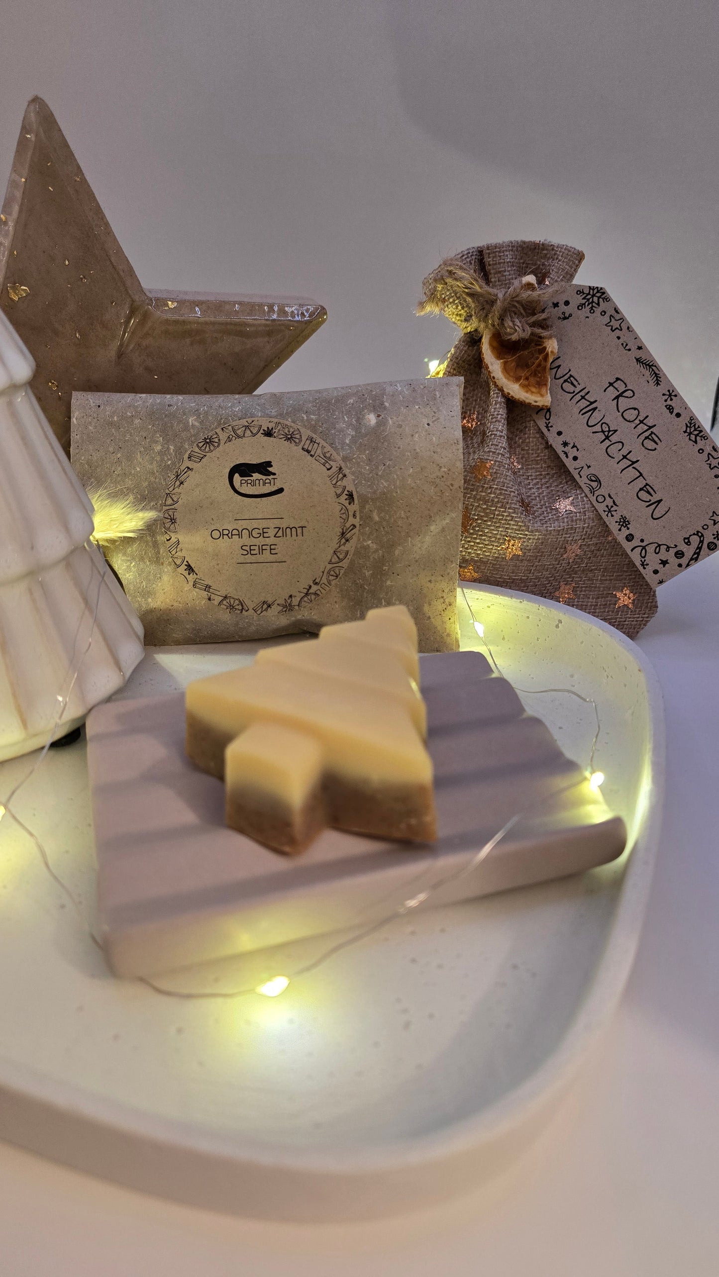 Weihnachtsseife "Orange-Zimt", handgemachte Naturseife, bio, ätherische Öle, Rohstoffe in Glas