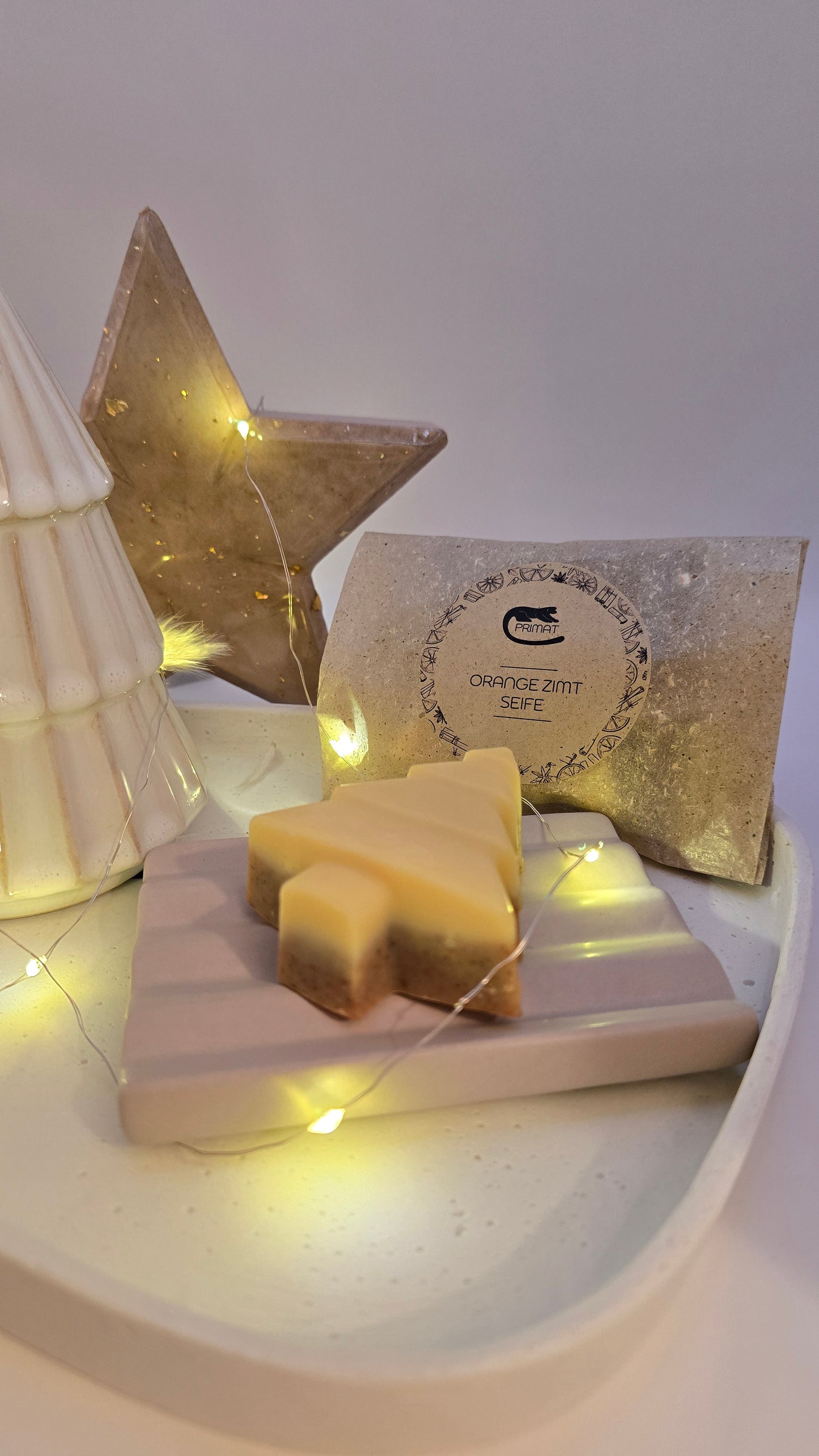 Weihnachtsseife "Orange-Zimt", handgemachte Naturseife, bio, ätherische Öle, Rohstoffe in Glas